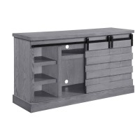 Acme Amrita 2-Door Wooden Tv Stand With Fireplace In Gray Oak