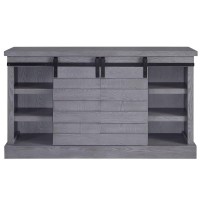 Acme Amrita 2-Door Wooden Tv Stand With Fireplace In Gray Oak