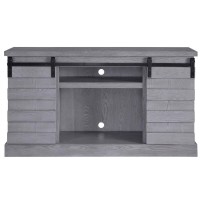 Acme Amrita 2-Door Wooden Tv Stand With Fireplace In Gray Oak