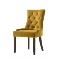 Acme Furniture Farren Side Chair, Yellow Velvet & Espresso Finish