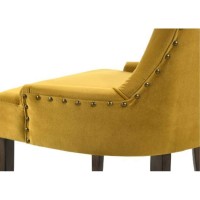 Acme Furniture Farren Side Chair, Yellow Velvet & Espresso Finish