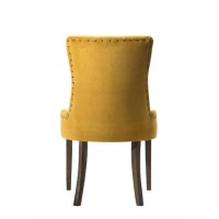 Acme Furniture Farren Side Chair, Yellow Velvet & Espresso Finish