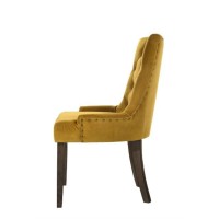 Acme Furniture Farren Side Chair, Yellow Velvet & Espresso Finish