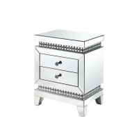 Accent Table Mirrored Faux Crystals Inlay