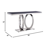 Acme Furniture Zasir Sofa Table, Gray Printed Faux Marble & Mirrored Silver Finish