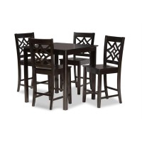 Baxton Studio Nicolette Modern And Contemporary Transitional Dark Brown Finished Wood 5-Piece Pub Set