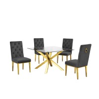 Contemporary Glass 5pc Dining Set