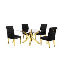 Contemporary Glass 5pc Dining Set