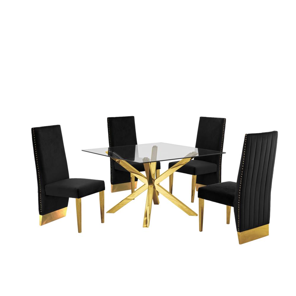 Contemporary Glass 5pc Dining Set