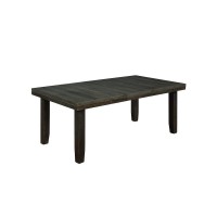 Classic Extendable Dining Table wCenter 18 Leaf in Rustic Dark Oak Finish