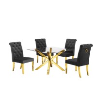 Contemporary Glass 5pc Dining Set