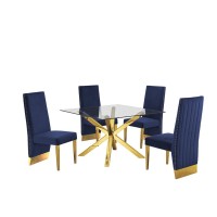 Contemporary Glass 5pc Dining Set