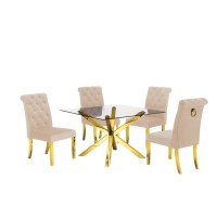 Contemporary Glass 5pc Dining Set