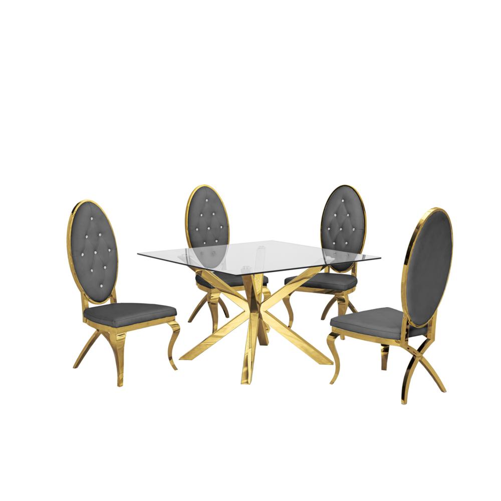 Contemporary Glass 5pc Dining Set