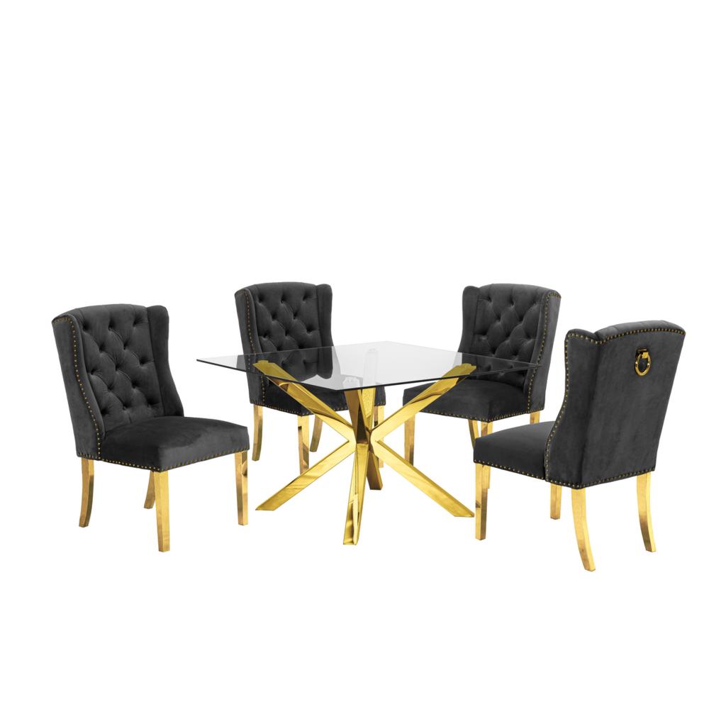 Contemporary Glass 5pc Dining Set