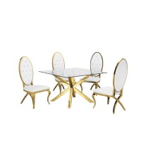 Contemporary Glass 5pc Dining Set