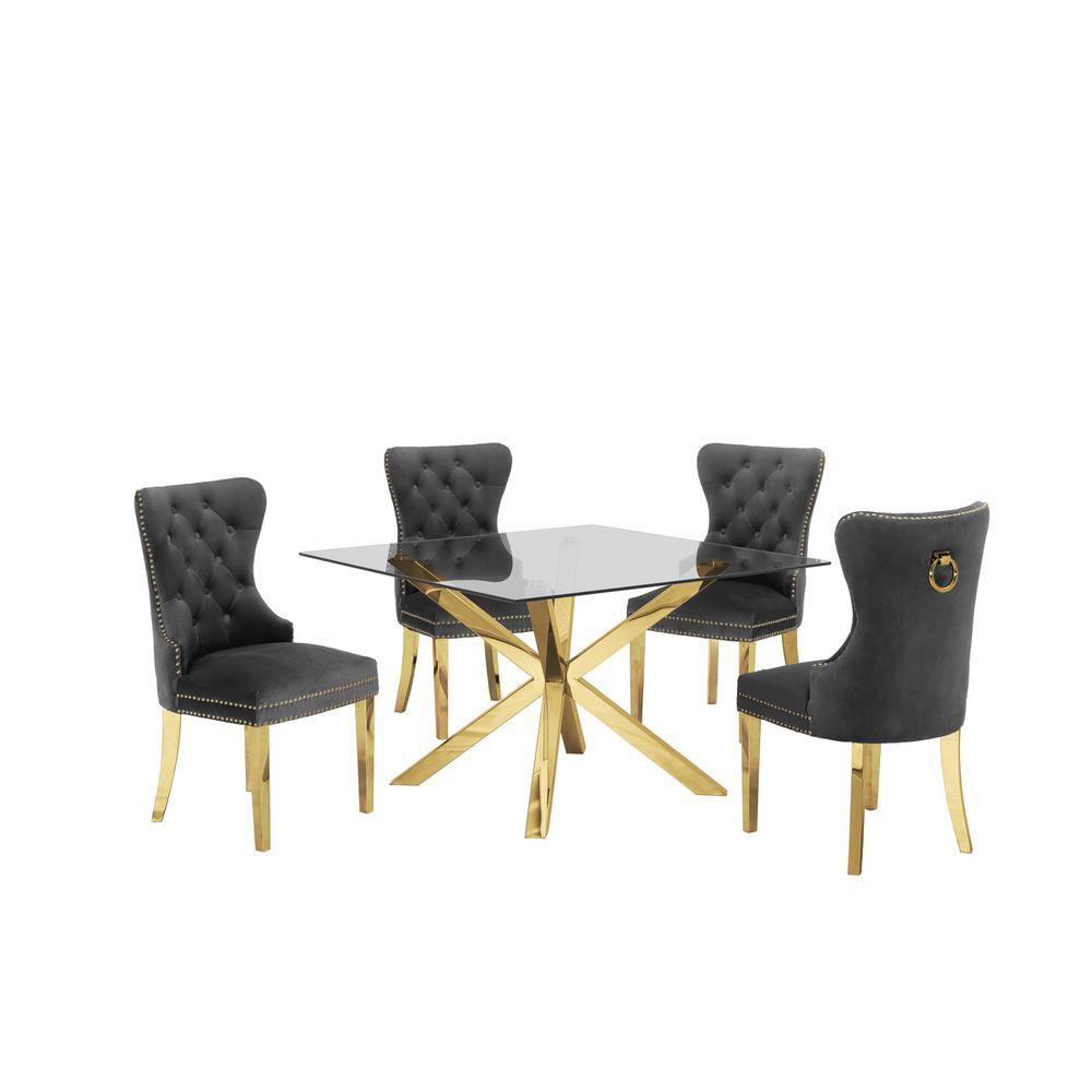 Contemporary Glass 5pc Dining Set