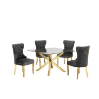 Contemporary Glass 5pc Dining Set