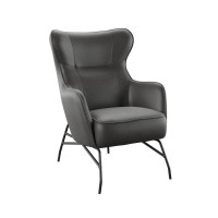 Black Accent Chair with Metal Base And Performance Fabric