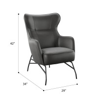 Black Accent Chair with Metal Base And Performance Fabric