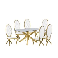 Contemporary 5pc Dining Set Glass Dining Table