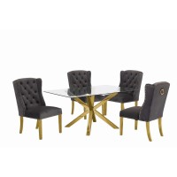 Contemporary 5pc Dining Set Glass Dining Table