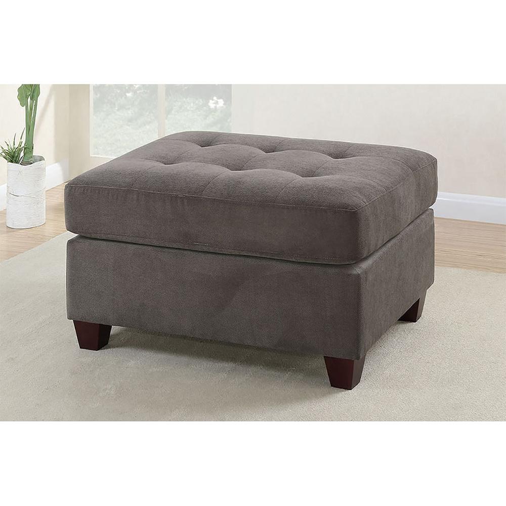 Waffle Sued cocktail Ottoman with Accent Tufting in charcoal(D0102H716JP)