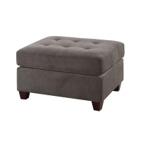 Waffle Sued cocktail Ottoman with Accent Tufting in charcoal(D0102H716JP)