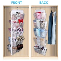 Misslo 30 Pockets Dual Sided Hanging Baby Shoe Organizer For Closet With Rotating Hanger Hanging Shoe Shelves White