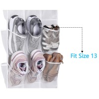 Misslo 30 Pockets Dual Sided Hanging Baby Shoe Organizer For Closet With Rotating Hanger Hanging Shoe Shelves White