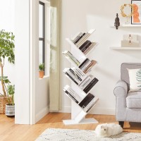 Vasagle Tree Bookshelf, 9-Tier Small Space-Saving Corner Bookcase, Holds Books, Cds, Games, For Bedroom, Living Room, White Ulbc11Wtv1