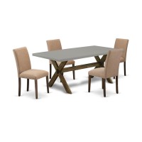 East West Furniture 5Piece Dining Set Includes 4 Parson dining chairs with Upholstered Seat and High Back and a Rectangular Din