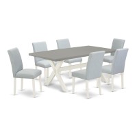 East West Furniture 7Pc Kitchen Table Set Includes 6 Dining Chairs with Upholstered Seat and High Back and a Rectangular Dinner