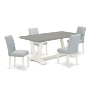 East West Furniture 5Pc Modern Dining Table Set Includes 4 Mid Century Dining Chairs with Upholstered Seat and High Back and a