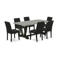 East West Furniture 7Piece Kitchen Table Set Includes 6 Mid Century Modern Dining Chairs with Upholstered Seat and High Back an