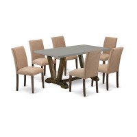 East West Furniture 7Pc Dining Set Includes 6 Modern Dining Chairs with Upholstered Seat and High Back and a Rectangular Breakf