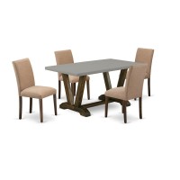 East West Furniture 5Piece Dinette Set Includes 4 Dining Room Chairs with Upholstered Seat and High Back and a Rectangular Kitc