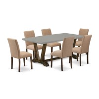 East West Furniture 7Piece Dining Room Set Includes 6 Dining Room Chairs with Upholstered Seat and High Back and a Rectangular