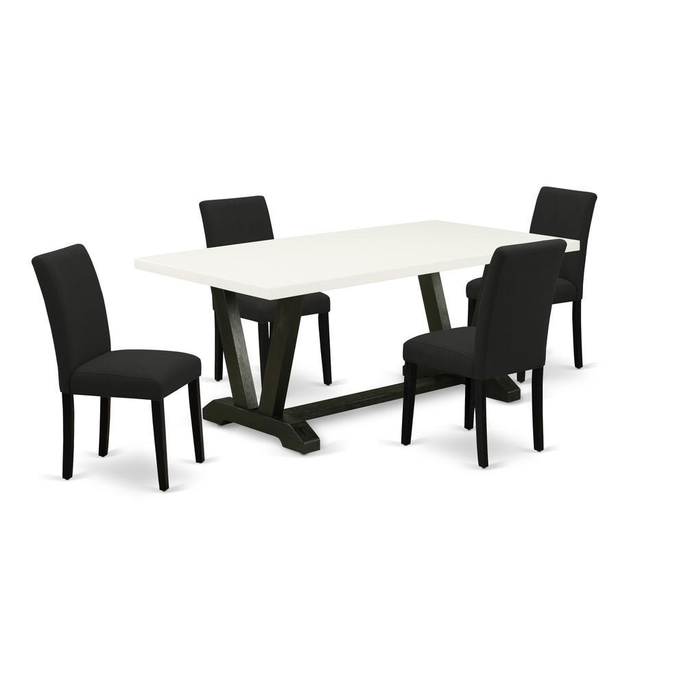 East West Furniture 5Pc Kitchen and Dining Room Chairs Includes 4 Parson dining chairs with Upholstered Seat and High Back and