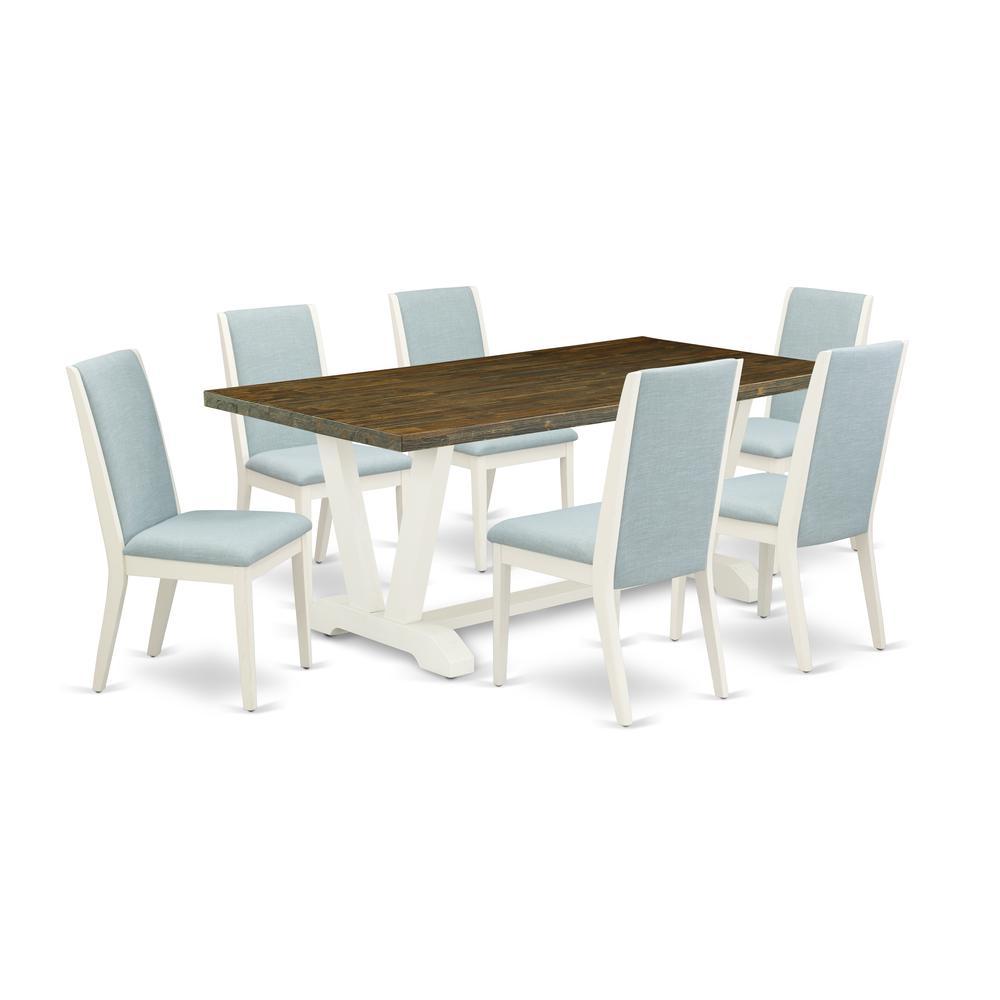 East West Furniture V077LA0157 7Pc Dining Room Table Set Includes a Dining Room Table and 6 Parsons Dining Room Chairs with Bab