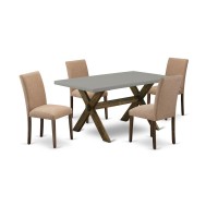 East West Furniture 5Piece Dining Table Set Includes 4 Modern Chairs with Upholstered Seat and High Back and a Rectangular Tabl