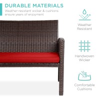 Best Choice Products 4Piece Outdoor Wicker Patio Conversation Furniture Set For Backyard Wcoffee Table Seat Cushions Brown