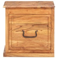 Vidaxl Solid Acacia Wood Storage Chest With Iron Handles, 15.7