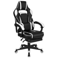 X40 Gaming Chair Racing Ergonomic Computer Chair With Fully Reclining Back/Arms, Slide-Out Footrest, Massaging Lumbar - White