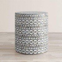 Global Archive Handcrafted Capiz Shell Terrazzo Modern Accent End Table