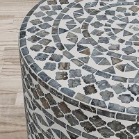 Global Archive Handcrafted Capiz Shell Terrazzo Modern Accent End Table