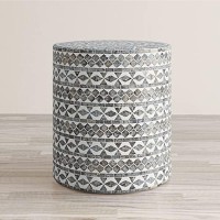 Global Archive Handcrafted Capiz Shell Terrazzo Modern Accent End Table