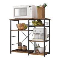 Soges 3-Tier Kitchen Baker\'S Rack Utility Microwave Oven Stand Storage Cart Workstation Shelf, Rustic Brown W5S-Fg