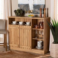 Baxton Studio Eren Modern And Contemporary Farmhouse Natural Oak Brown Finished Wood 2-Door Dining Room Sideboard Buffet