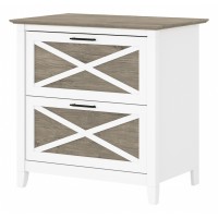 Bush Furniture Key West 2 Lateral File Cabinet | Document Storage For Home Office | Accent Chest With Drawers, Casual, Pure White And Shiplap Gray